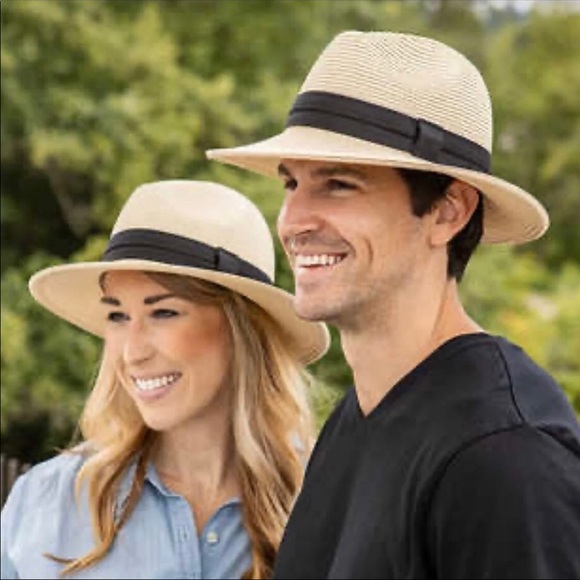 Fedora Sun Hat SPF 50 Sun Protection Short Brim With Sunglasses Loop Unisex NEW - Picture 6 of 10